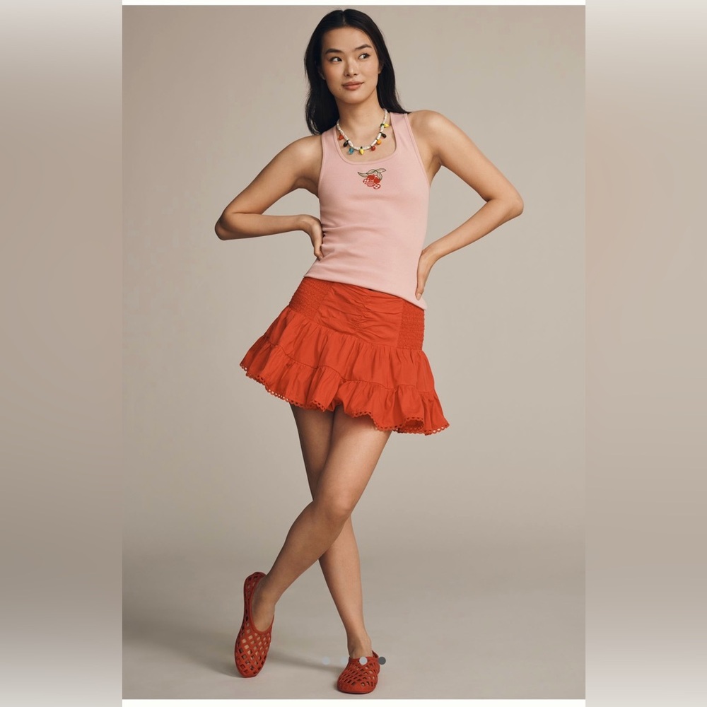 Anthropologie Maeve Flirty Tiered Mini Skirt Size L - Picture 8 of 8